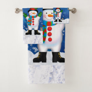 Santa Claus and Snowman Bathroom Towel Set