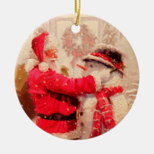 Santa Claus and Snowman Ceramic Tree Decoration