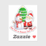 Santa Claus and Snowman Christmas<br><div class="desc">* Illustration of Santa Claus with a cute snowman. * Several size options and choose matte glossy or transparent! * Add your text, family name, event, year or short message, or remove text option. * Use for decorating your laptop or sports bottles, scrap booking, DIY or crafting projects. * Ideas:...</div>
