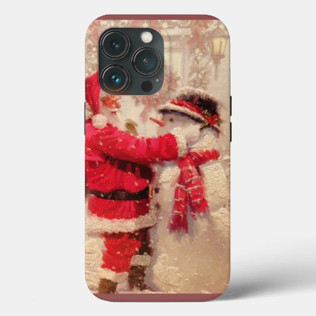 Santa claus and snowman in snowfall Case-Mate iPhone case (Back)