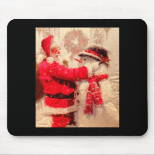 Santa Claus And Snowman In Snowfall  Mouse Mat