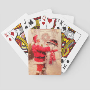 Santa Claus and Snowman Playing Cards