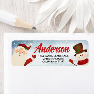 Santa Claus and Snowman Return Address Label