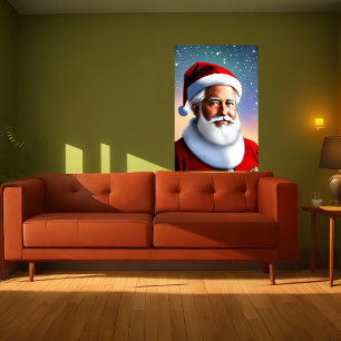 Santa Claus and starry night   AI Art Poster