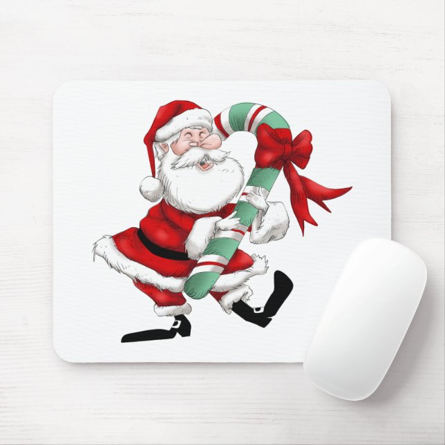 Santa Claus and sweet cane Mouse Mat (With Mouse)