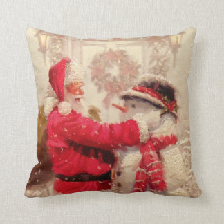 Santa Claus and The Snowman Christmas Cushion