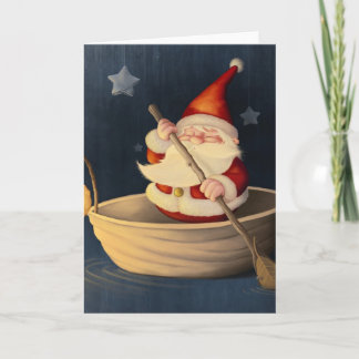 Santa Claus and walnut shell Holiday Card