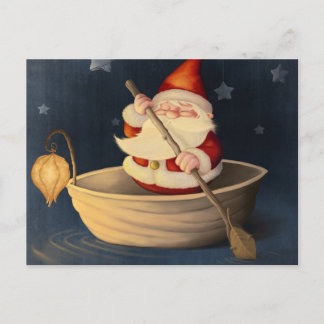 Santa Claus and walnut shell Holiday Postcard