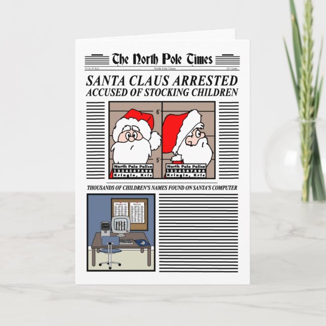Santa Claus Arrested Christmas Card (Front)