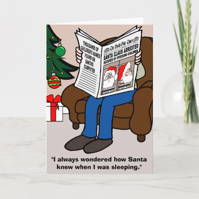 Santa Claus Arrested Christmas Card (Front)