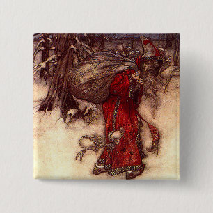 Santa Claus Arthur Rackham  15 Cm Square Badge