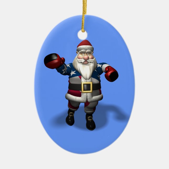 Santa Claus At Boxing Day Ceramic Tree Decoration (Front)