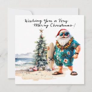SANTA CLAUS  at Hawaii Beach for Christmas Holiday Card