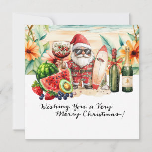 SANTA CLAUS  at Hawaii Beach for Christmas Holiday Card