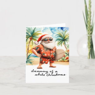 SANTA CLAUS at Hawaii Beach for Christmas Holiday Card