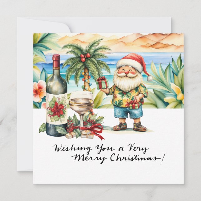 SANTA CLAUS  at Hawaii Beach for Christmas Holiday Card (Front)
