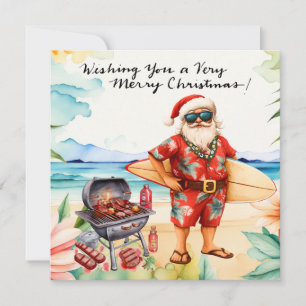 SANTA CLAUS at Hawaii Beach for Christmas Holiday Card