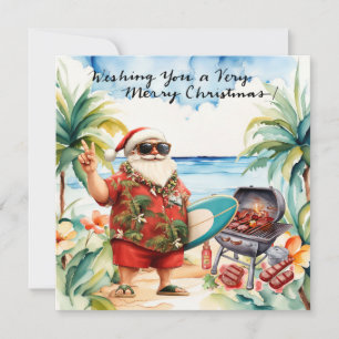 SANTA CLAUS  at Hawaii Beach for Christmas Holiday Card