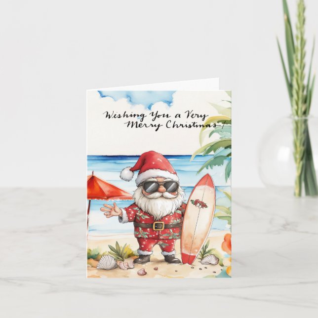SANTA CLAUS  at Hawaii Beach for Christmas Holiday Card (Front)