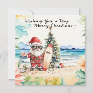 SANTA CLAUS  at Hawaii Beach for Christmas Holiday Card