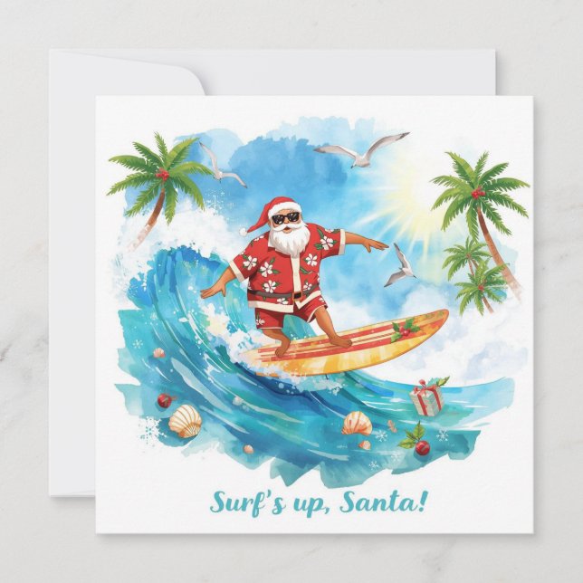 SANTA CLAUS  at Hawaii Beach for Christmas Holiday Card (Front)