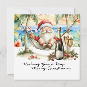 SANTA CLAUS at Hawaii Beach for Christmas Holiday Card