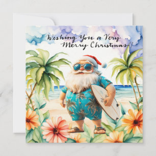 SANTA CLAUS  at Hawaii Beach for Christmas Holiday Card