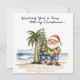 SANTA CLAUS  at Hawaii Beach for Christmas Holiday Card