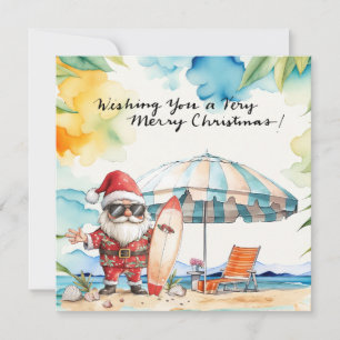 SANTA CLAUS  at Hawaii Beach for Christmas Holiday Card