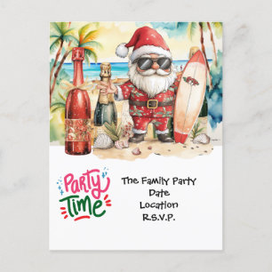 SANTA CLAUS  at Hawaii Beach for Christmas Holiday Postcard