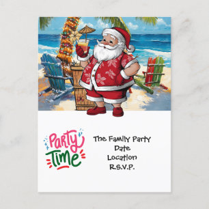 SANTA CLAUS  at Hawaii Beach for Christmas Holiday Postcard