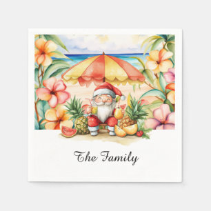 SANTA CLAUS at Hawaii Beach for Christmas Napkin