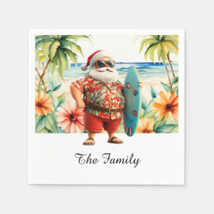 SANTA CLAUS at Hawaii Beach for Christmas Napkin