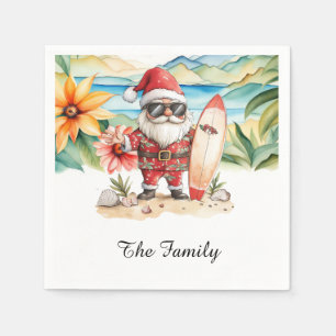 SANTA CLAUS  at Hawaii Beach for Christmas Napkin