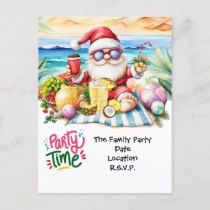 SANTA CLAUS  at Hawaii Beach for Christmas Postcard