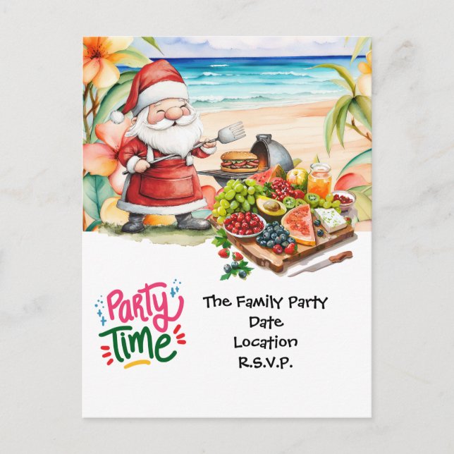 SANTA CLAUS  at Hawaii Beach for Christmas Postcard (Front)