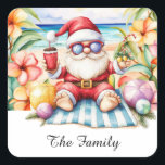 SANTA CLAUS  at Hawaii Beach for Christmas Square Sticker<br><div class="desc">Bring the magic of the holidays to the tropics with this delightful square sticker featuring Santa Claus enjoying a sunny day at the beach! Decked out Perfect for adding a touch of island charm to your holiday cards, gifts, or decorations. Celebrate Christmas in paradise with this unique design that captures...</div>