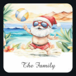 SANTA CLAUS  at Hawaii Beach for Christmas Square Sticker<br><div class="desc">Bring the magic of the holidays to the tropics with this delightful square sticker featuring Santa Claus enjoying a sunny day at the beach! Decked out Perfect for adding a touch of island charm to your holiday cards, gifts, or decorations. Celebrate Christmas in paradise with this unique design that captures...</div>