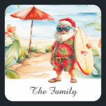 SANTA CLAUS  at Hawaii Beach for Christmas Square Sticker<br><div class="desc">Bring the magic of the holidays to the tropics with this delightful square sticker featuring Santa Claus enjoying a sunny day at the beach! Decked out Perfect for adding a touch of island charm to your holiday cards, gifts, or decorations. Celebrate Christmas in paradise with this unique design that captures...</div>