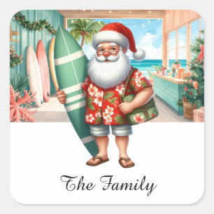 SANTA CLAUS at Hawaii Surf Shop Square Sticker