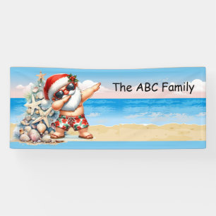 Santa Claus at the beach  Christmas in July Party Banner