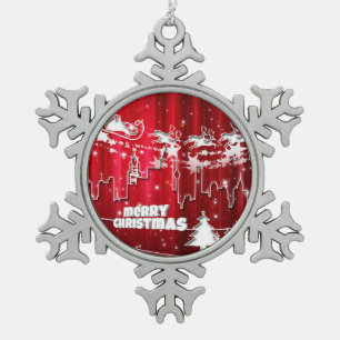 Santa Claus at work Snowflake Pewter Christmas Ornament