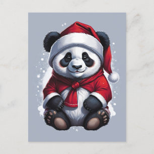 Santa Claus Baby Panda Christmas Postcard