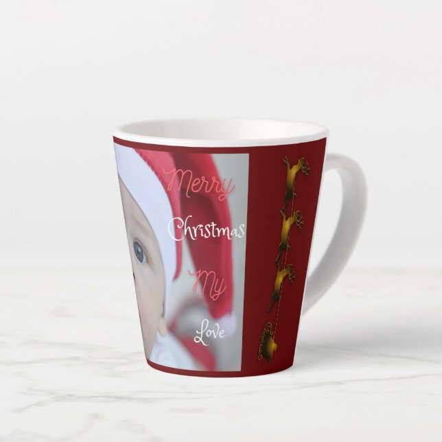 Santa Claus Baby Photo Christmas Latte Mug (Right Angle)