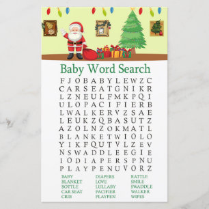 Santa Claus Baby Shower Word Search Game