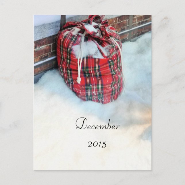 Santa Claus Bag in snow, December 2015 card (Front)