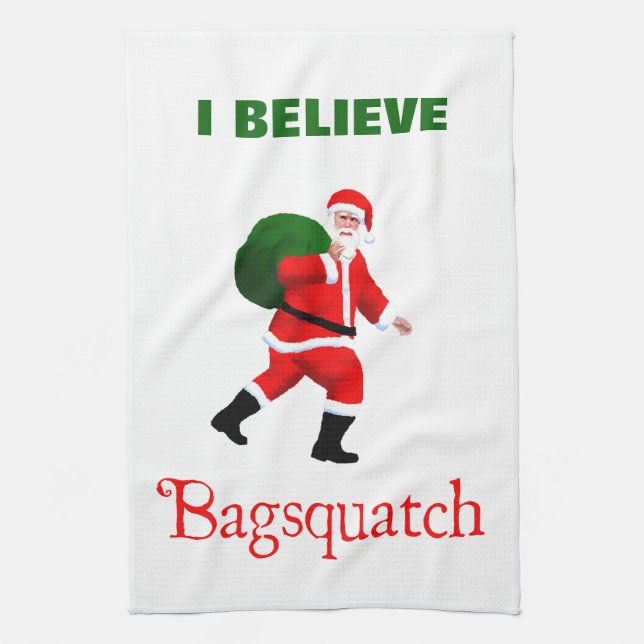 Santa Claus - Bagsquatch Tea Towel (Vertical)
