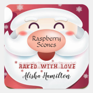 Santa Claus, Baked with Love, Snowflakes Square Sticker