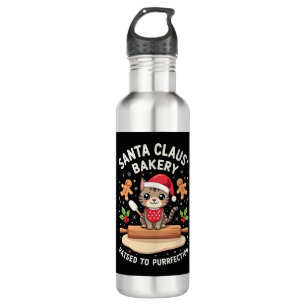Santa Claus Bakery Kneaded To Purrfection Christma 710 Ml Water Bottle