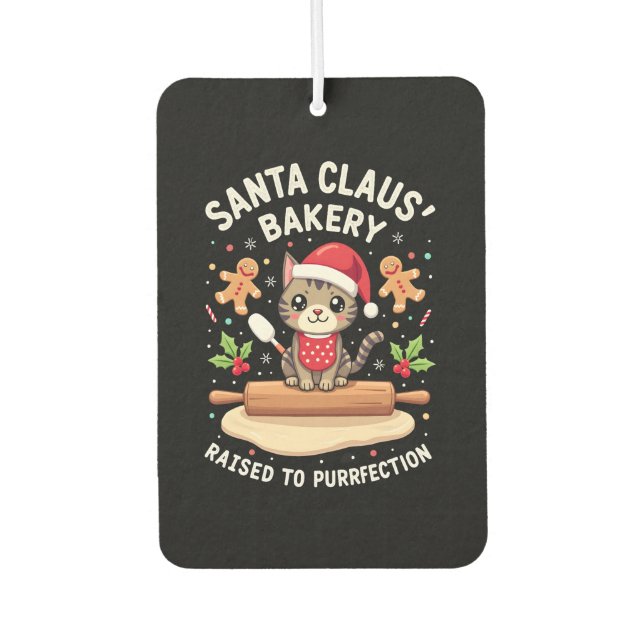 Santa Claus Bakery Kneaded To Purrfection Christma Car Air Freshener (Front)